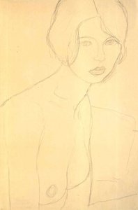 Meia retrato de uma menina nua para a direita